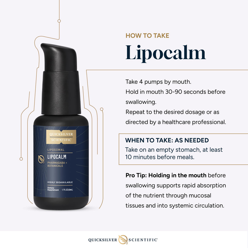 Quicksilver Lipocalm with water glass scene suggests easy integration into routine.