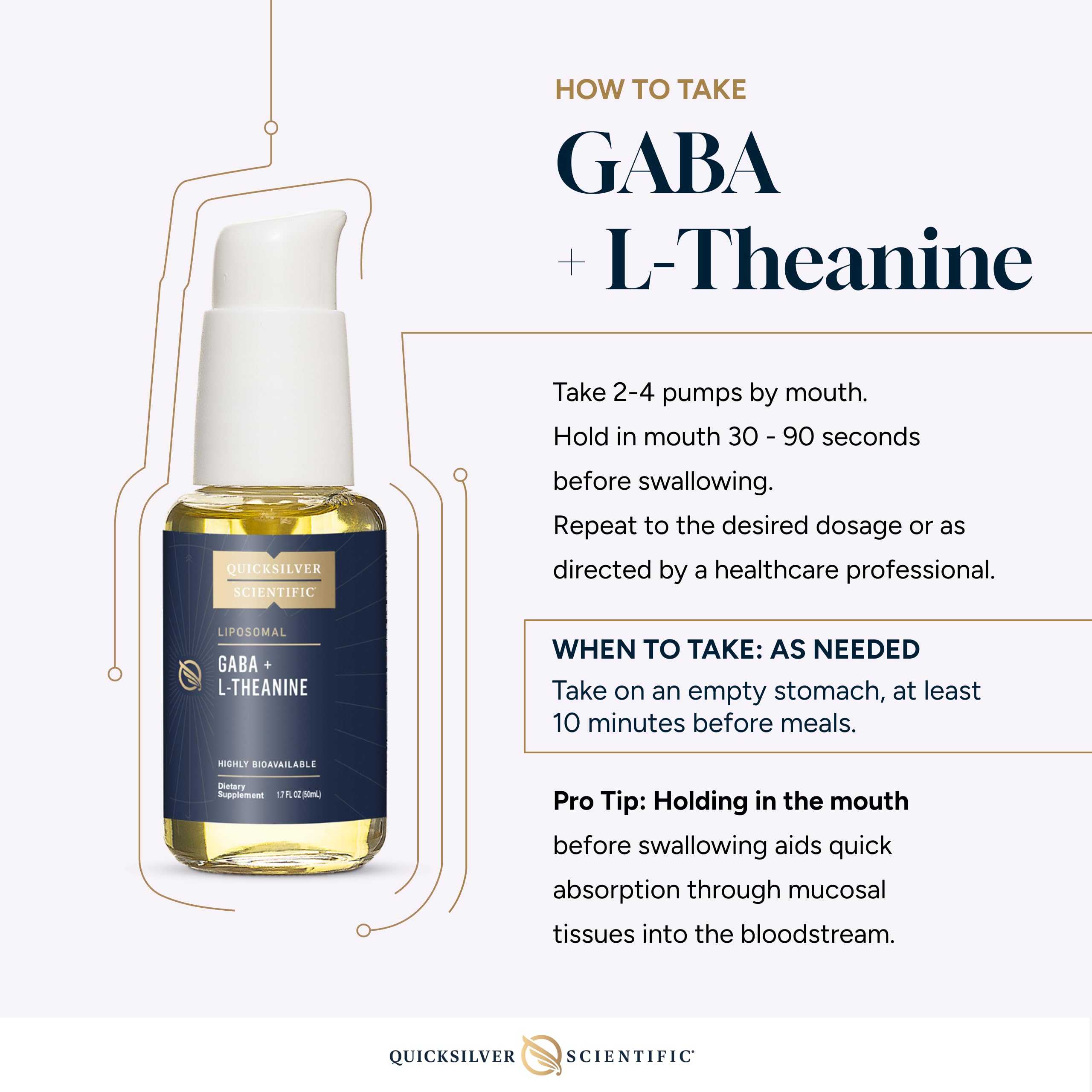 Quicksilver Scientific liposomal GABA + L Theanine glass with label view