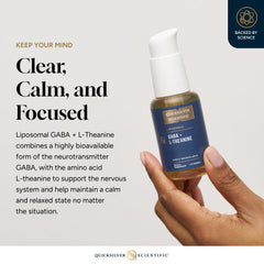 Quicksilver Scientific liposomal GABA + L Theanine label closeup with ingredients