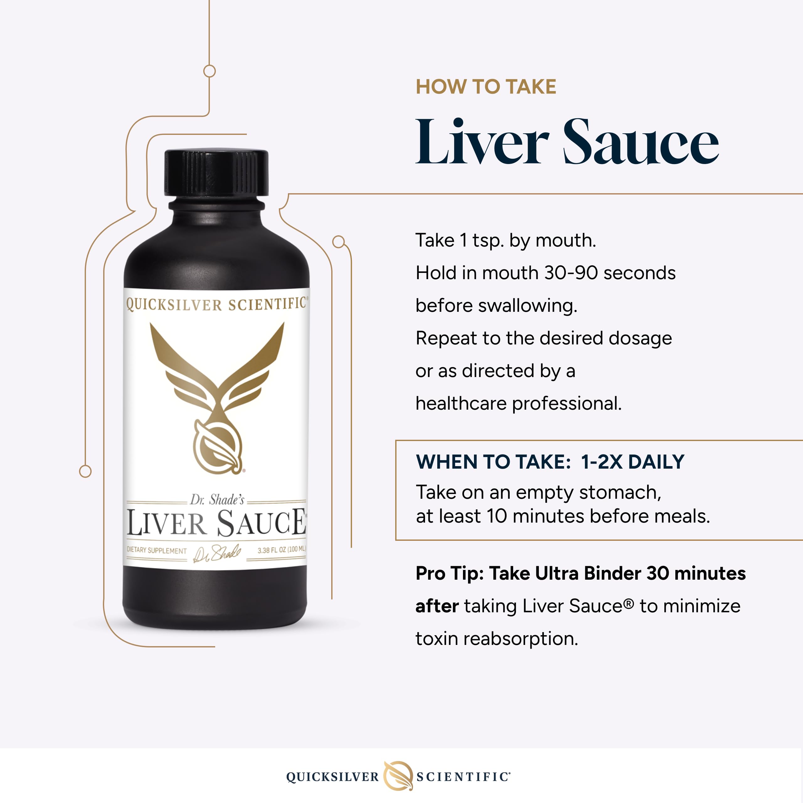 Quicksilver Liver Sauce on neutral surface; approachable liver health ritual.