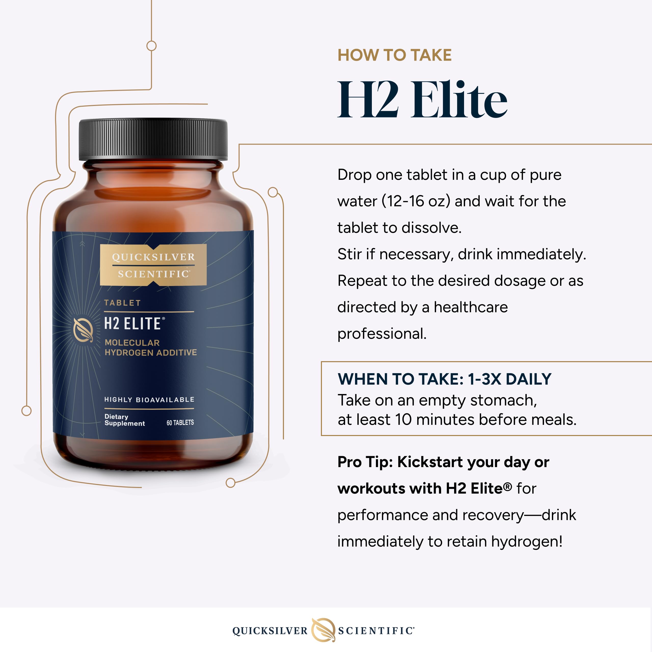 Quicksilver Scientific H2 Elite daily ritual illustrates easy hydration routine.