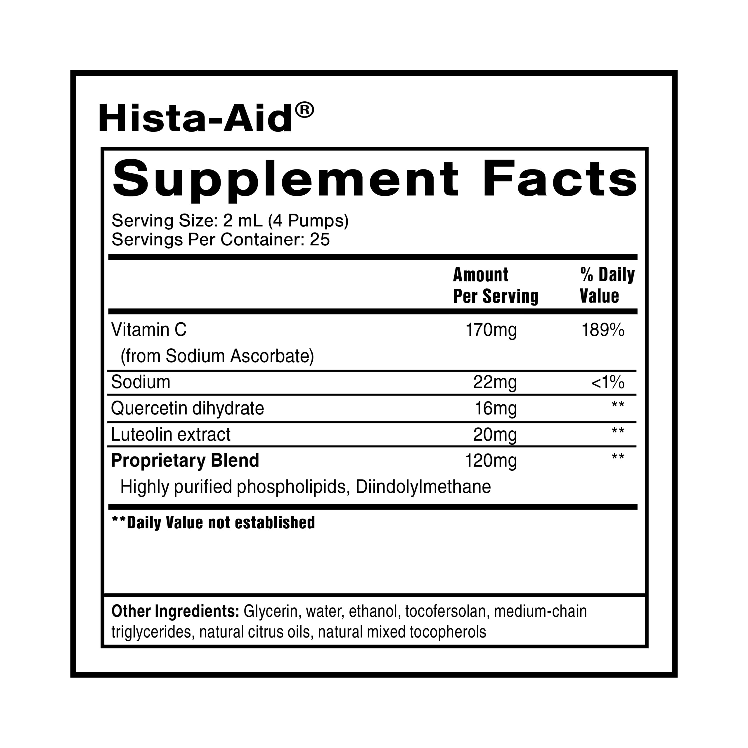 Quicksilver Scientific Hista-Aid liquid drops image, rich in flavonoids for support.