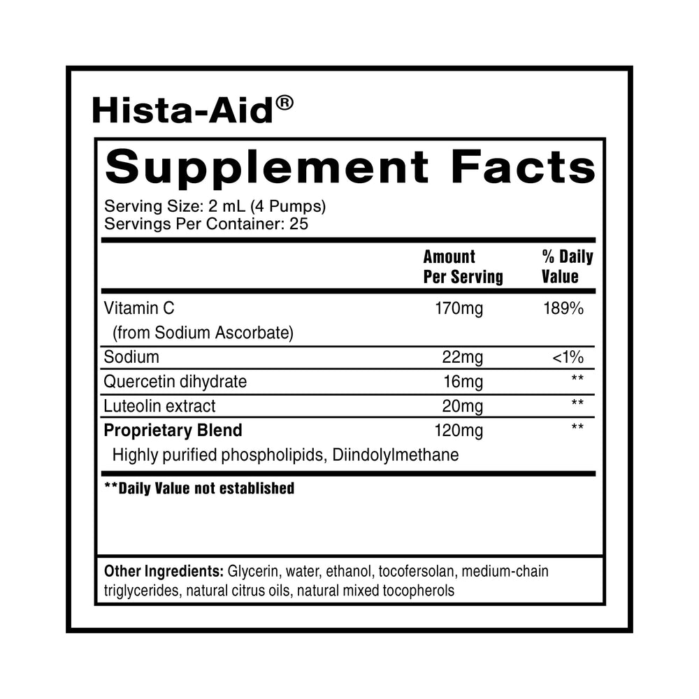 Quicksilver Scientific Hista-Aid liquid drops image, rich in flavonoids for support.