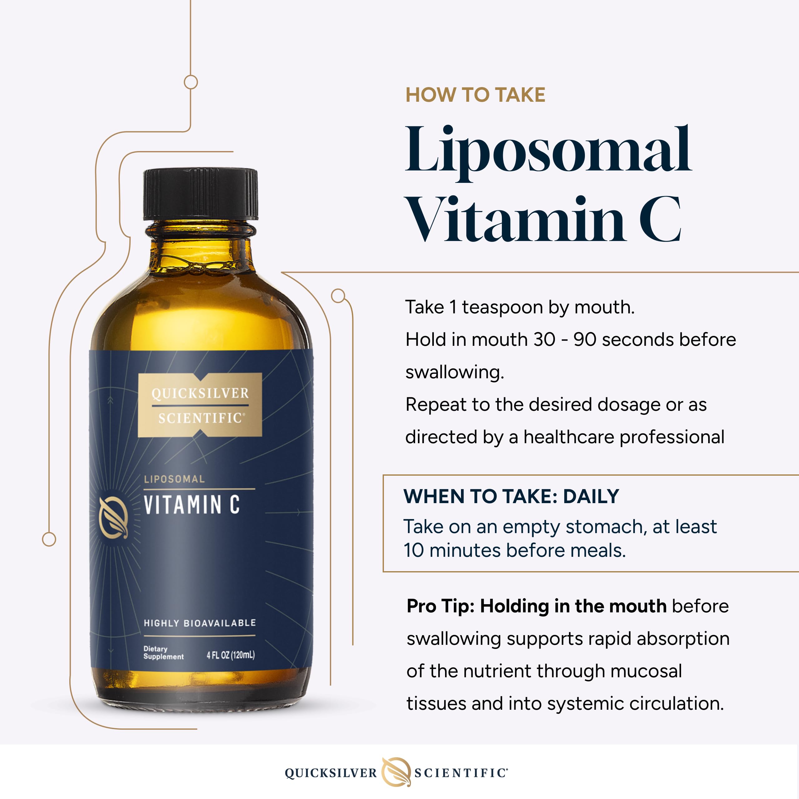 Quicksilver Scientific liposomal C liquid appearance highlights smooth texture and ready-to-use format.