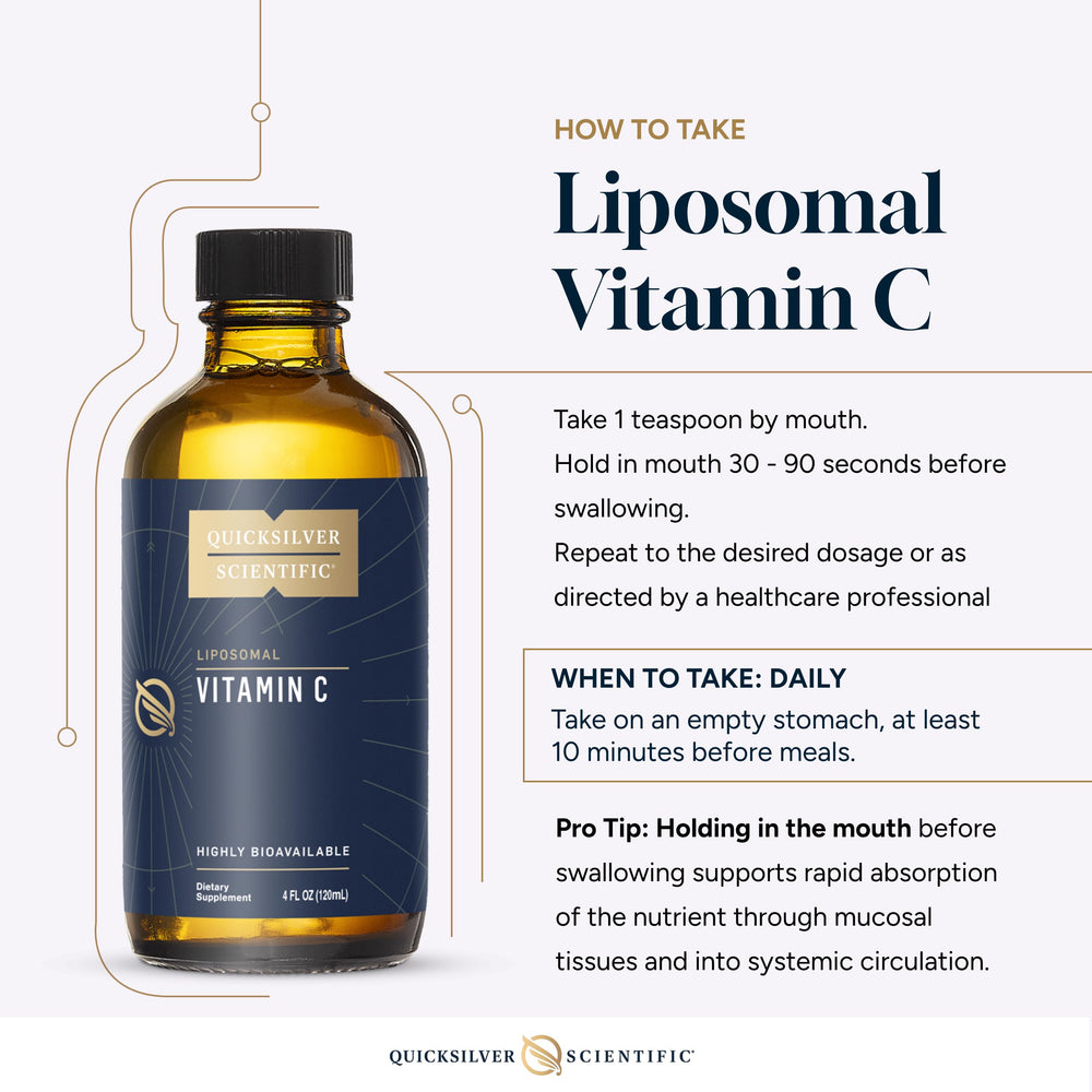 Quicksilver Scientific liposomal C liquid appearance highlights smooth texture and ready-to-use format.