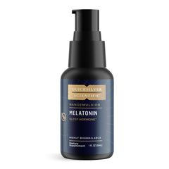 Quicksilver Scientific liposomal melatonin bottle promotes calm, restful nights.