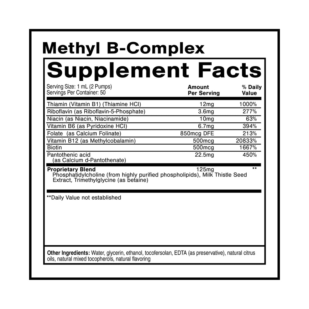 Quicksilver Scientific Methyl B Complex front label highlighting liposome technology.