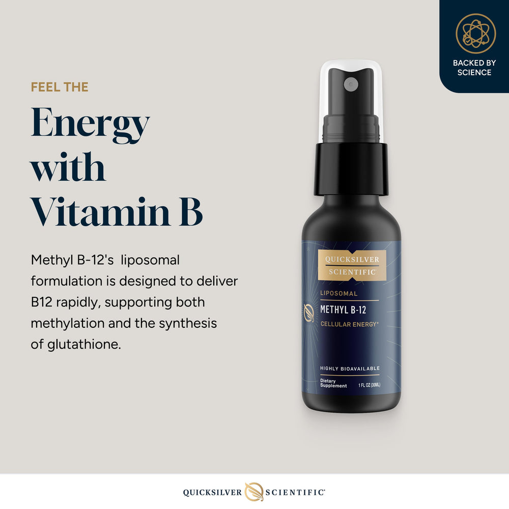 Quicksilver Scientific Methyl B12 with nano liposome technology enhances uptake.