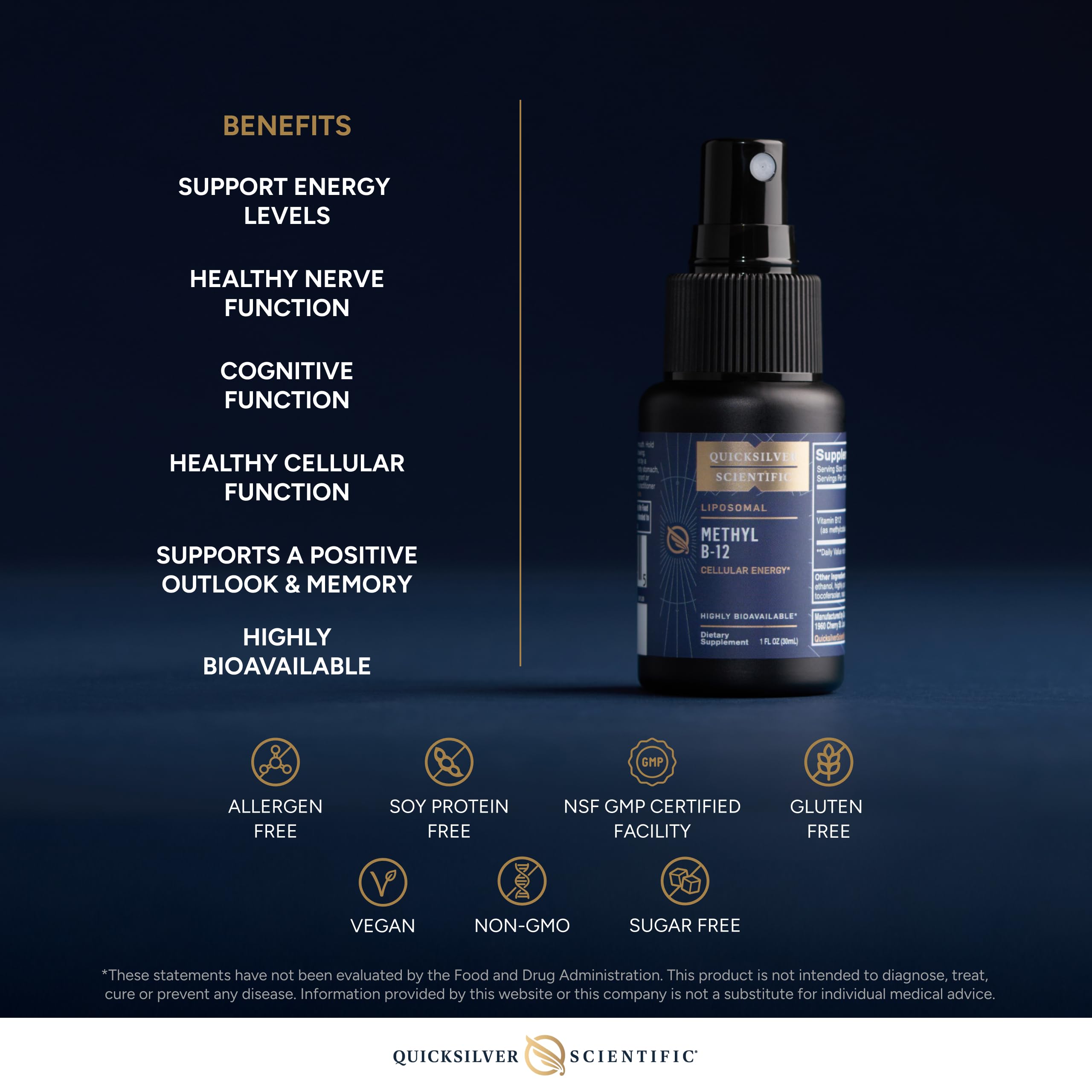 Quicksilver Scientific Methyl B12 via oral mucosa for rapid circulation.