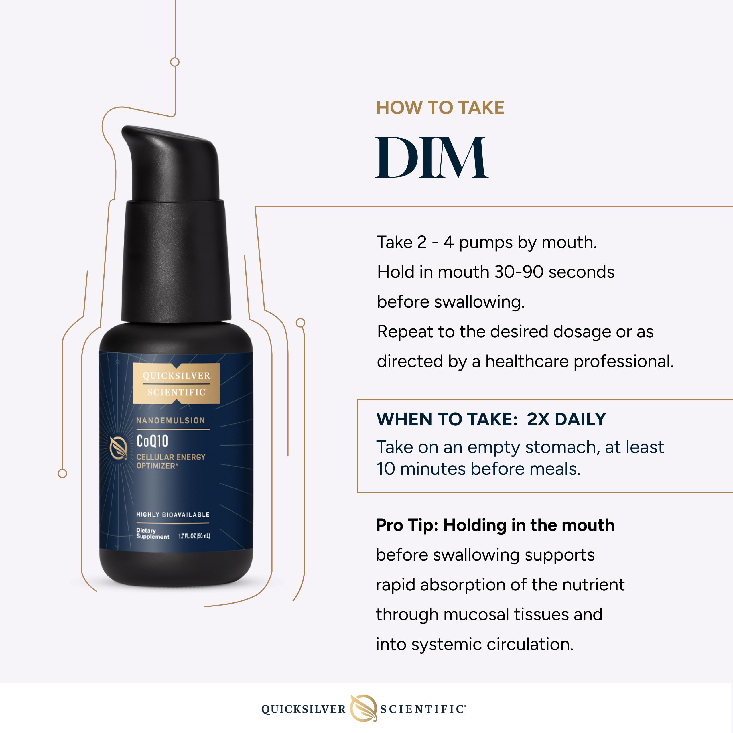 Quicksilver Scientific Nanoemulsified DIM packaging with vegan and soy-free icons.