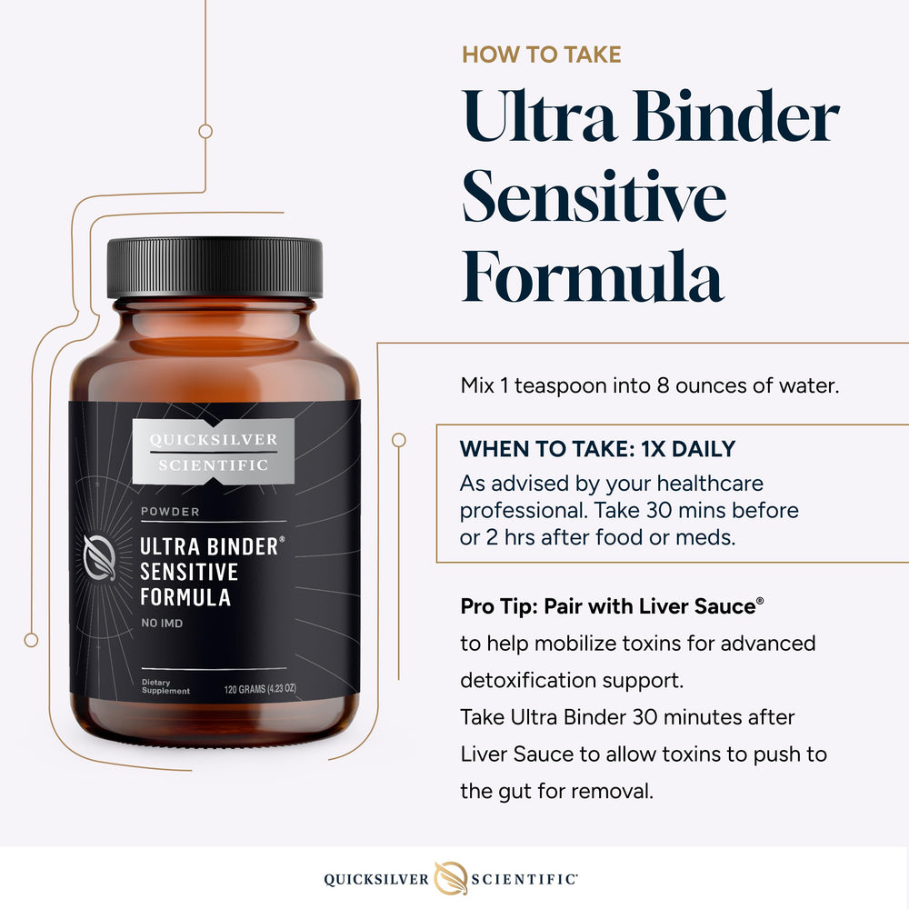 Quicksilver Ultra Binder Sensitive dosage guide on label for accurate serving