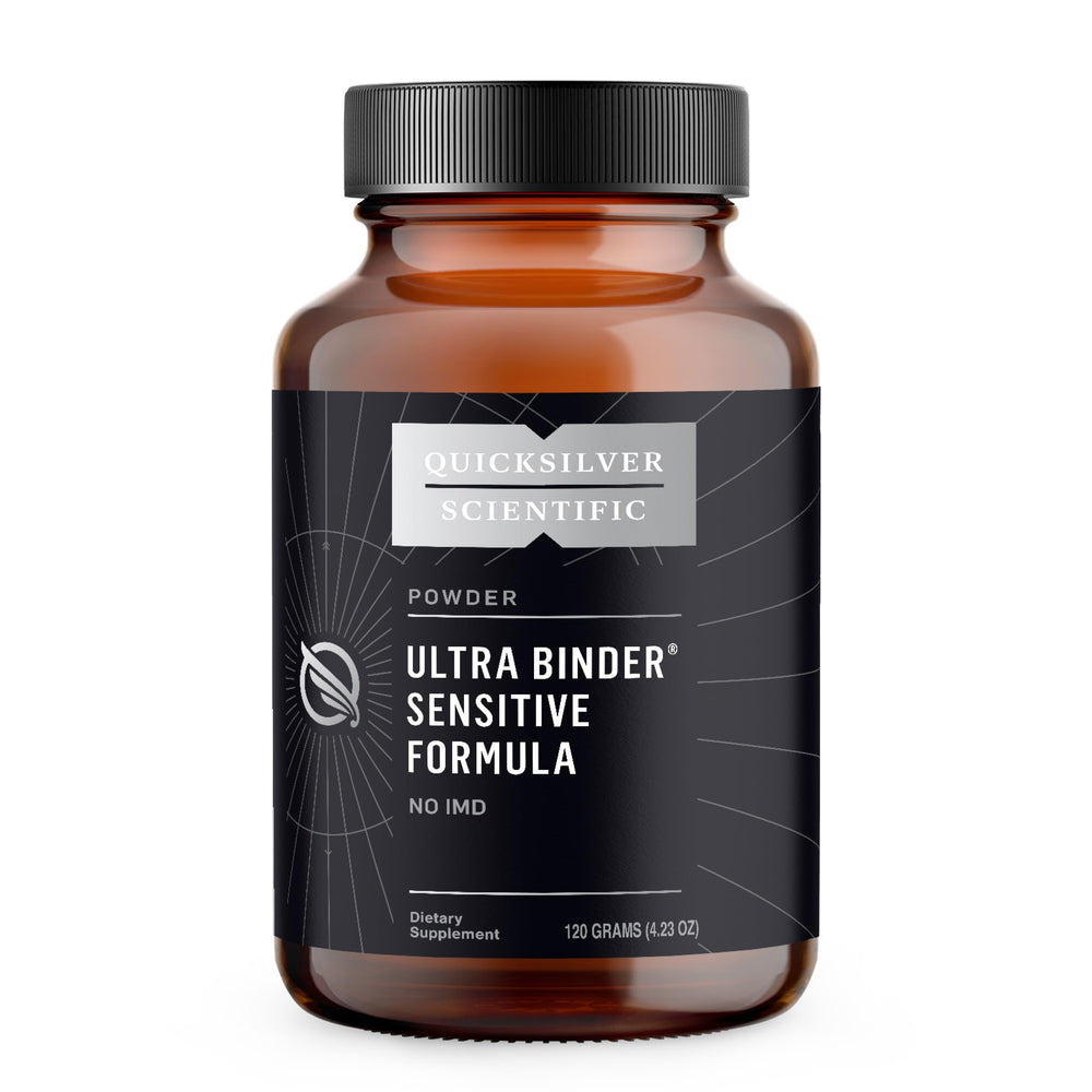 Quicksilver Scientific Ultra Binder Sensitive packaging shown for gentle gut support