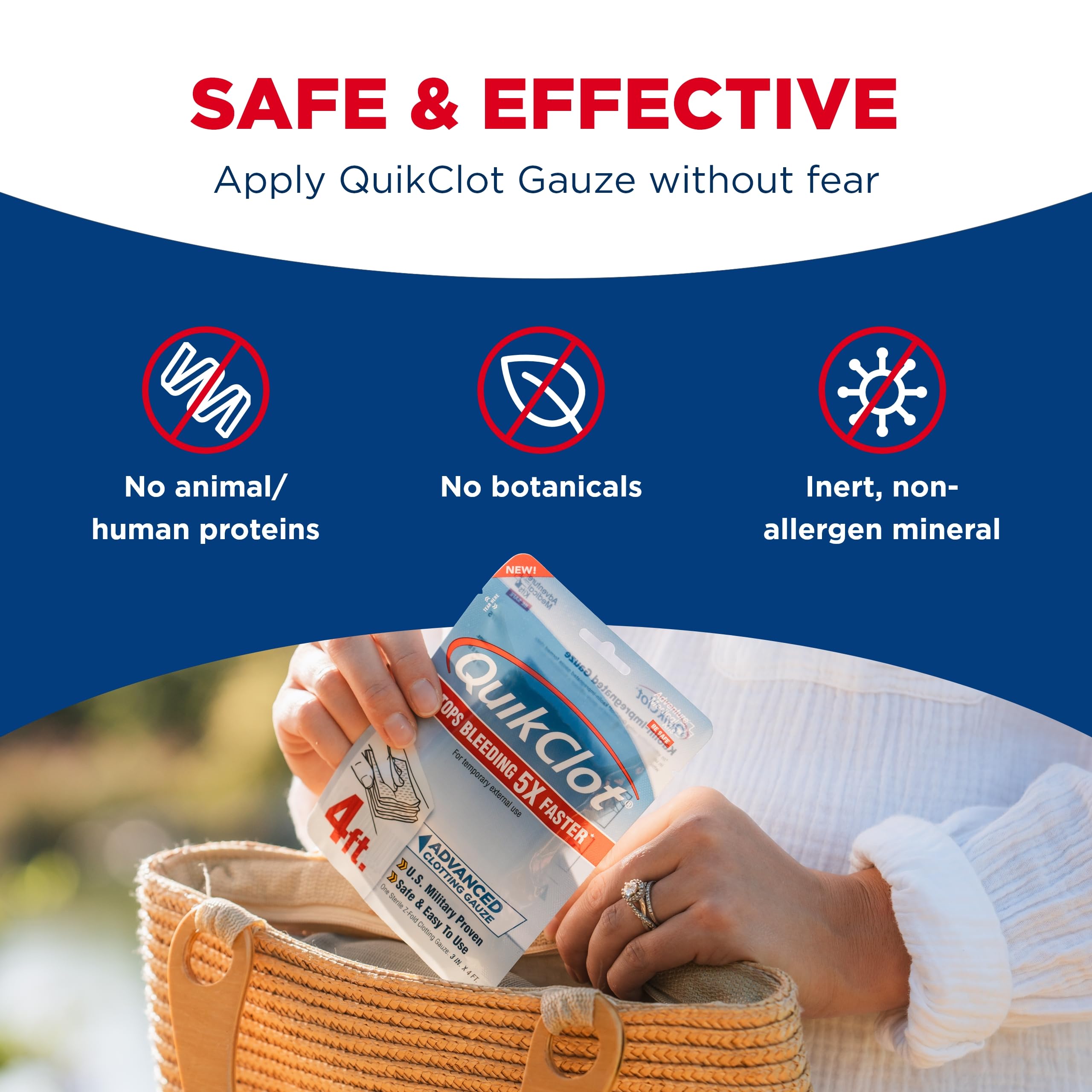 QuikClot Gauze kaolin inert dressing for emergencies