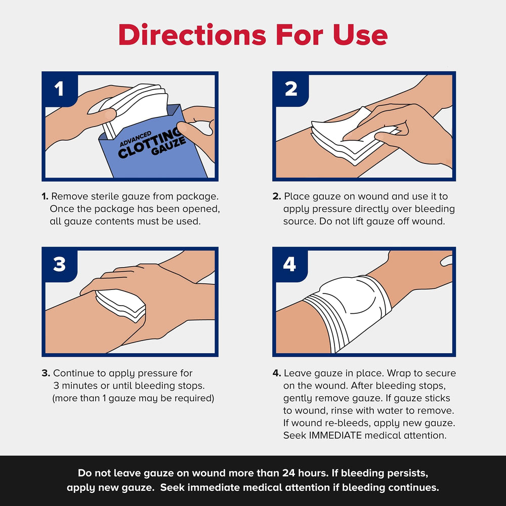 QuikClot Gauze two strips provide larger wound coverage