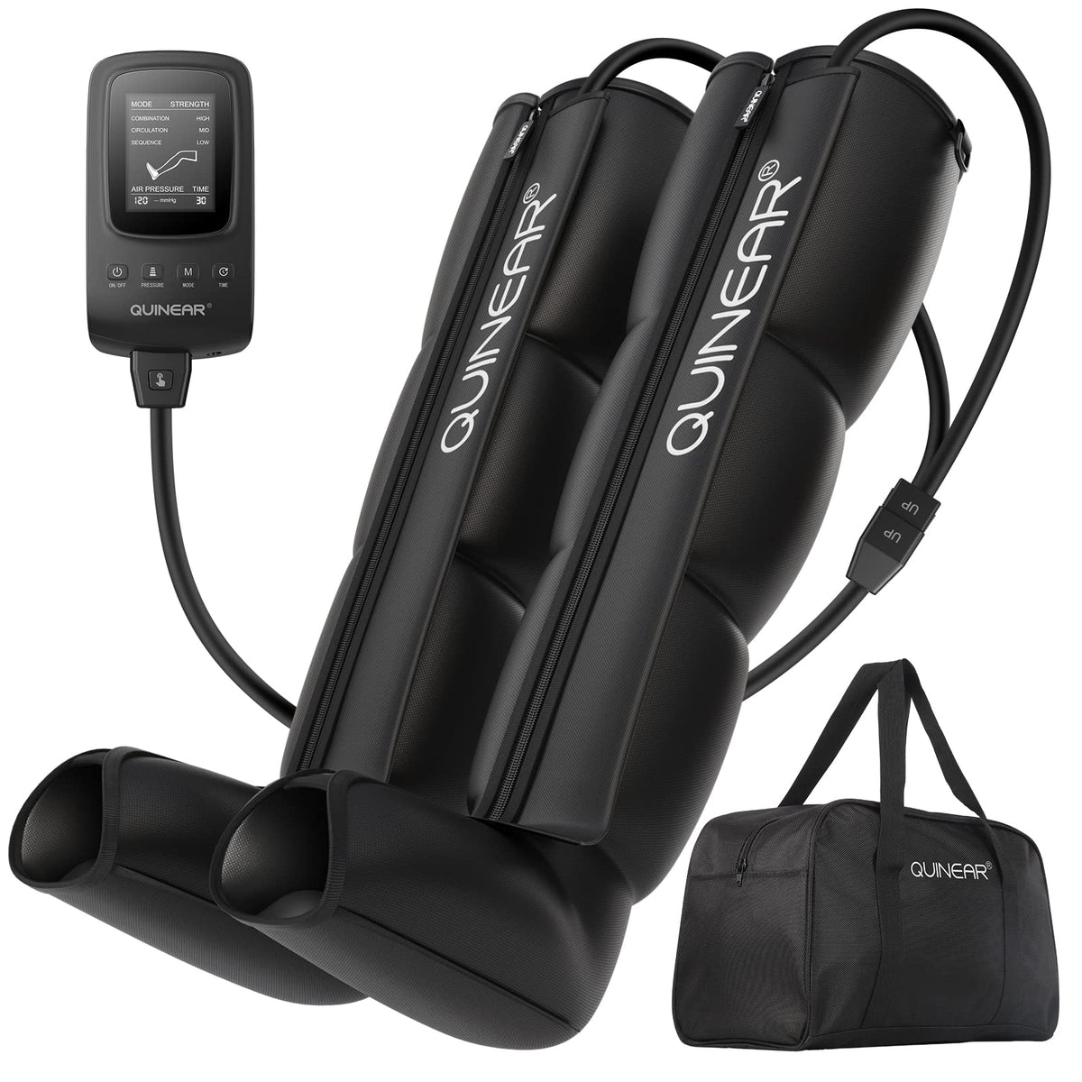 QUINEAR full leg coverage boot delivering even compression for leg recovery