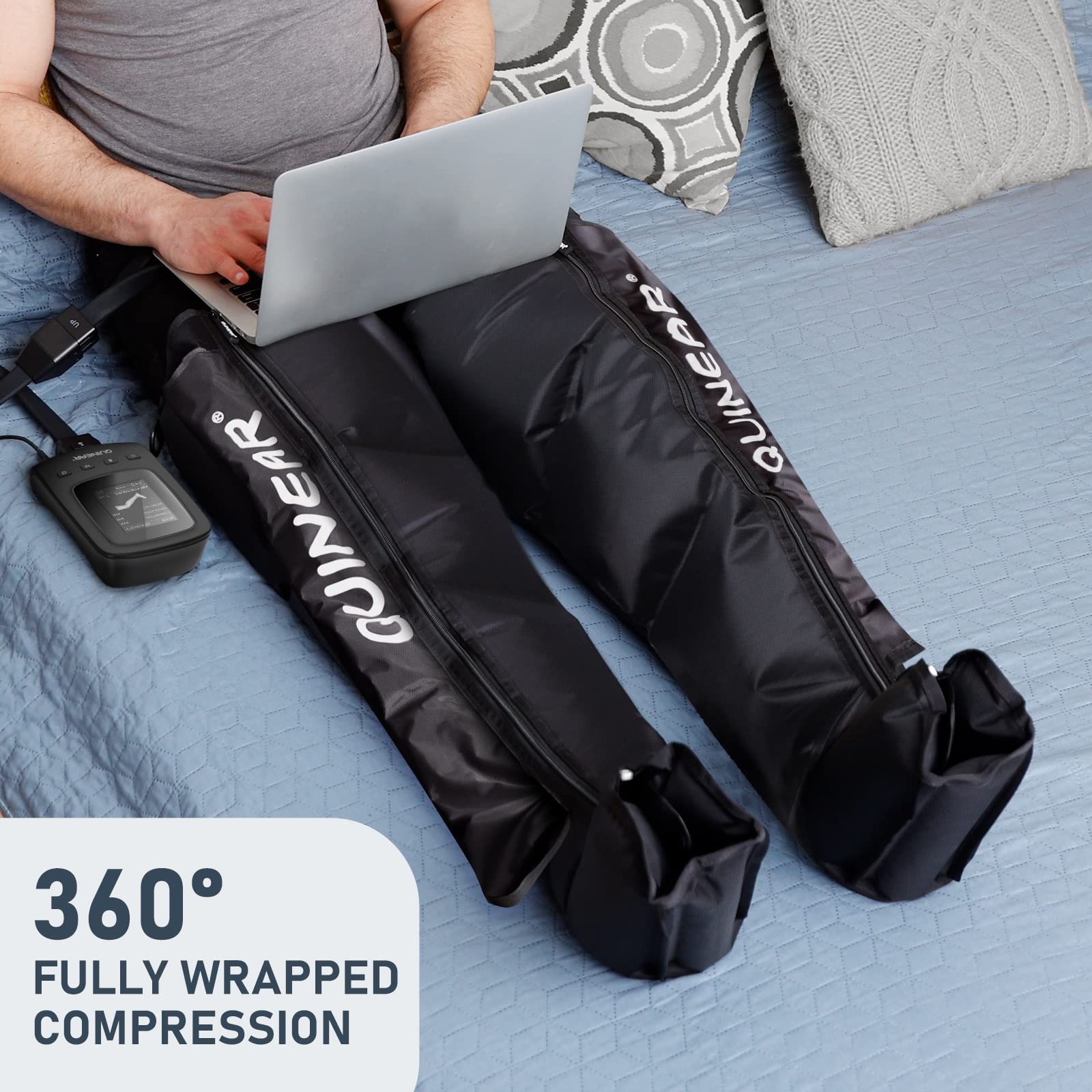 QUINEAR lower calf chamber with steady pressure to ease soreness