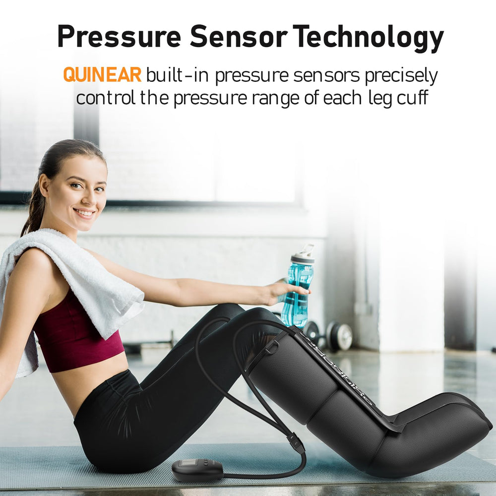 Quinear air compression control panel clearly shows massage location and pressure for easy customization.