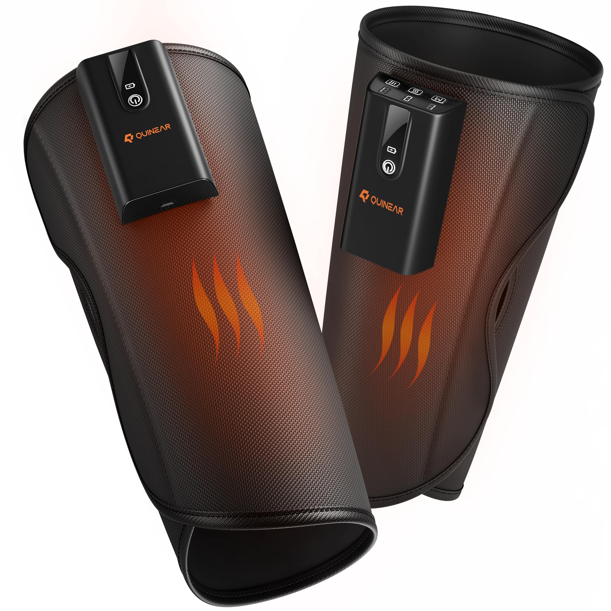 QUINEAR cordless calf massager with heat for soothing circulation anywhere.