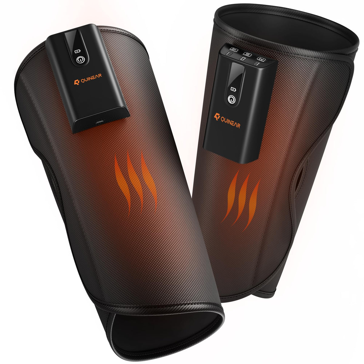 QUINEAR cordless calf massager with heat for soothing circulation anywhere.