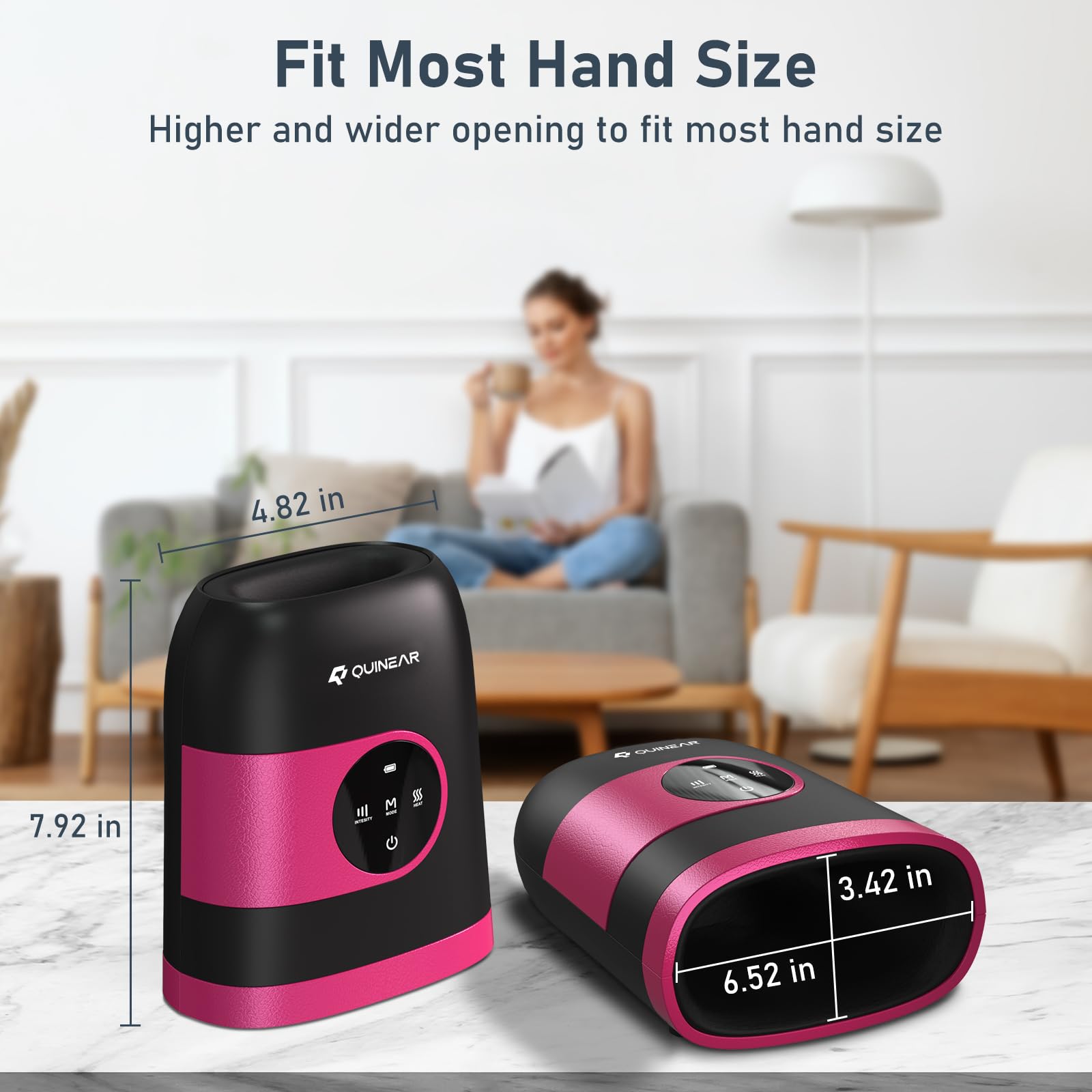 QUINEAR Hand Massager compact and lightweight for home or desk use.