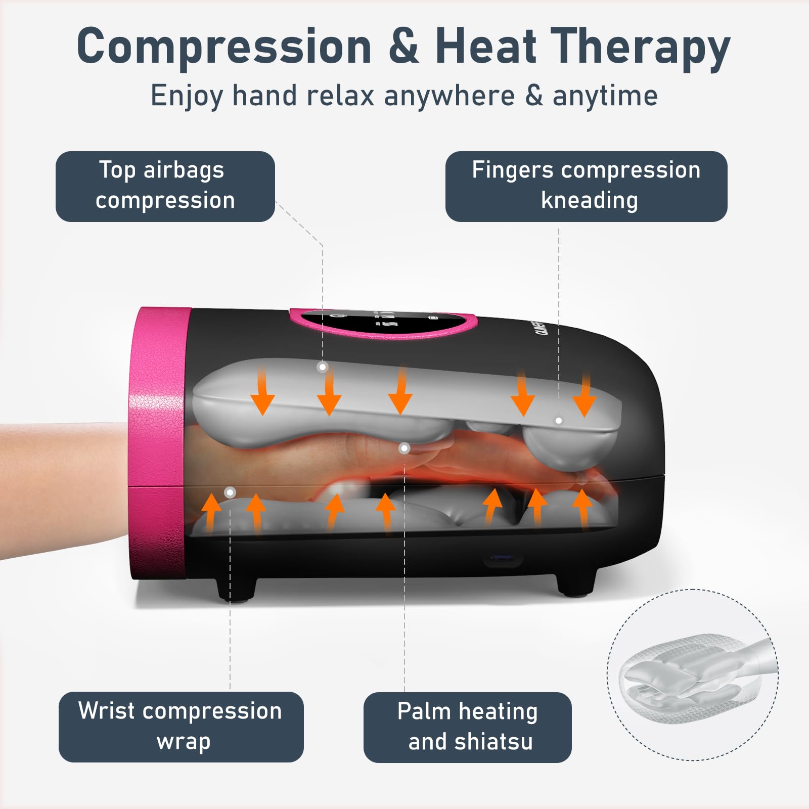 QUINEAR Hand Massager cordless design ideal for uninterrupted sessions.