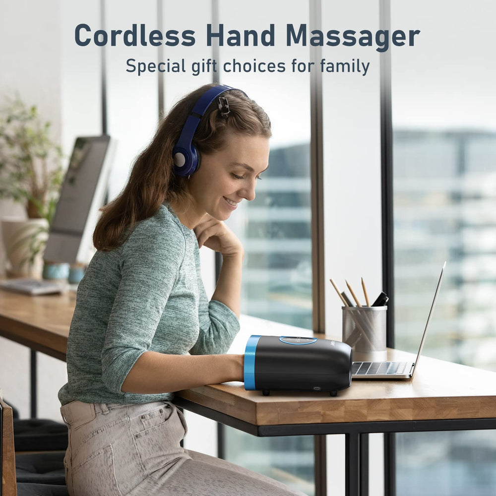 QUINEAR hand massager heat function provides warm therapy for soothing comfort
