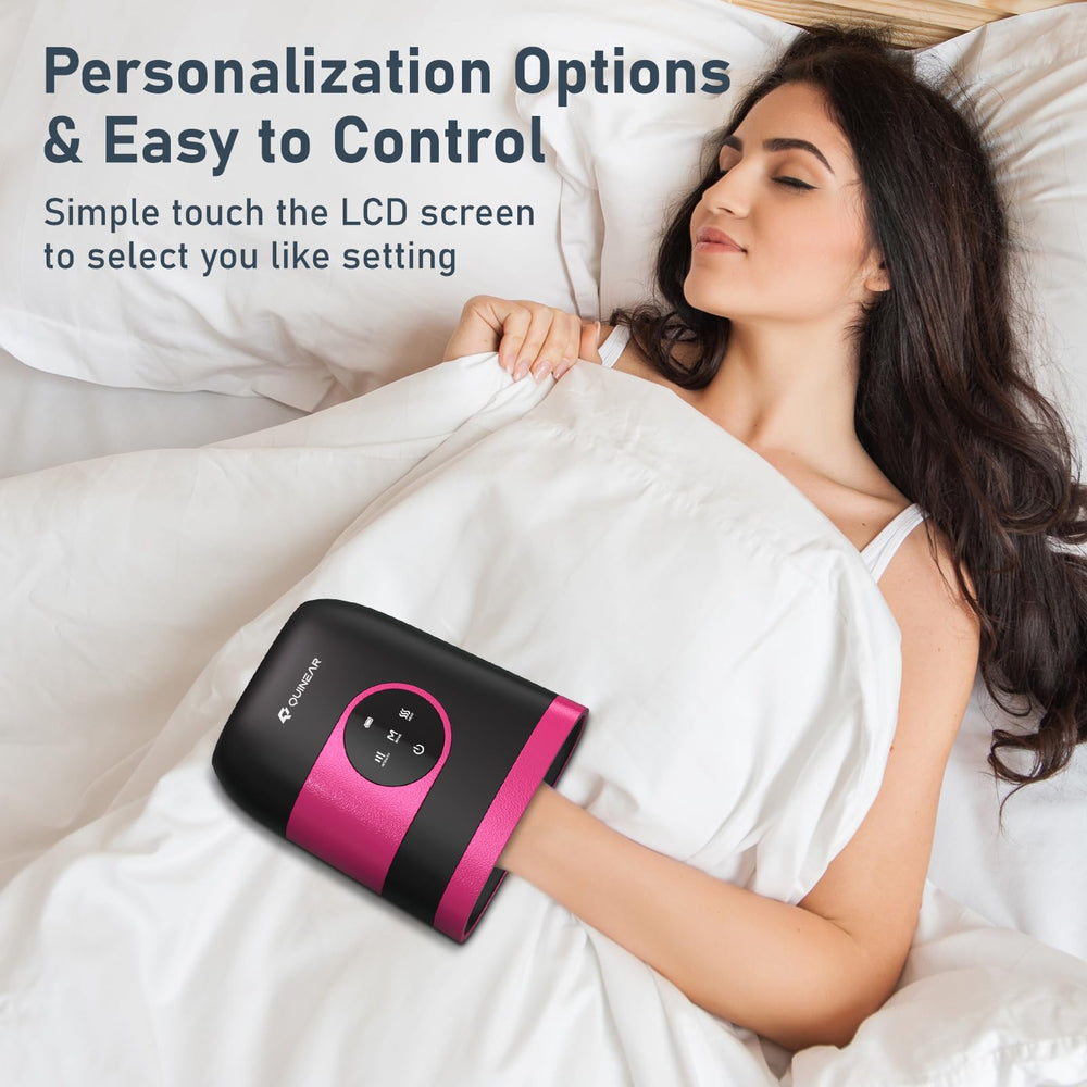 QUINEAR Hand Massager shows two heat levels for added comfort.