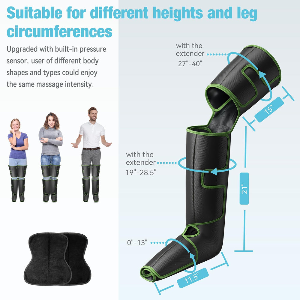 QUINEAR Leg Massager includes extensions to fit larger legs.