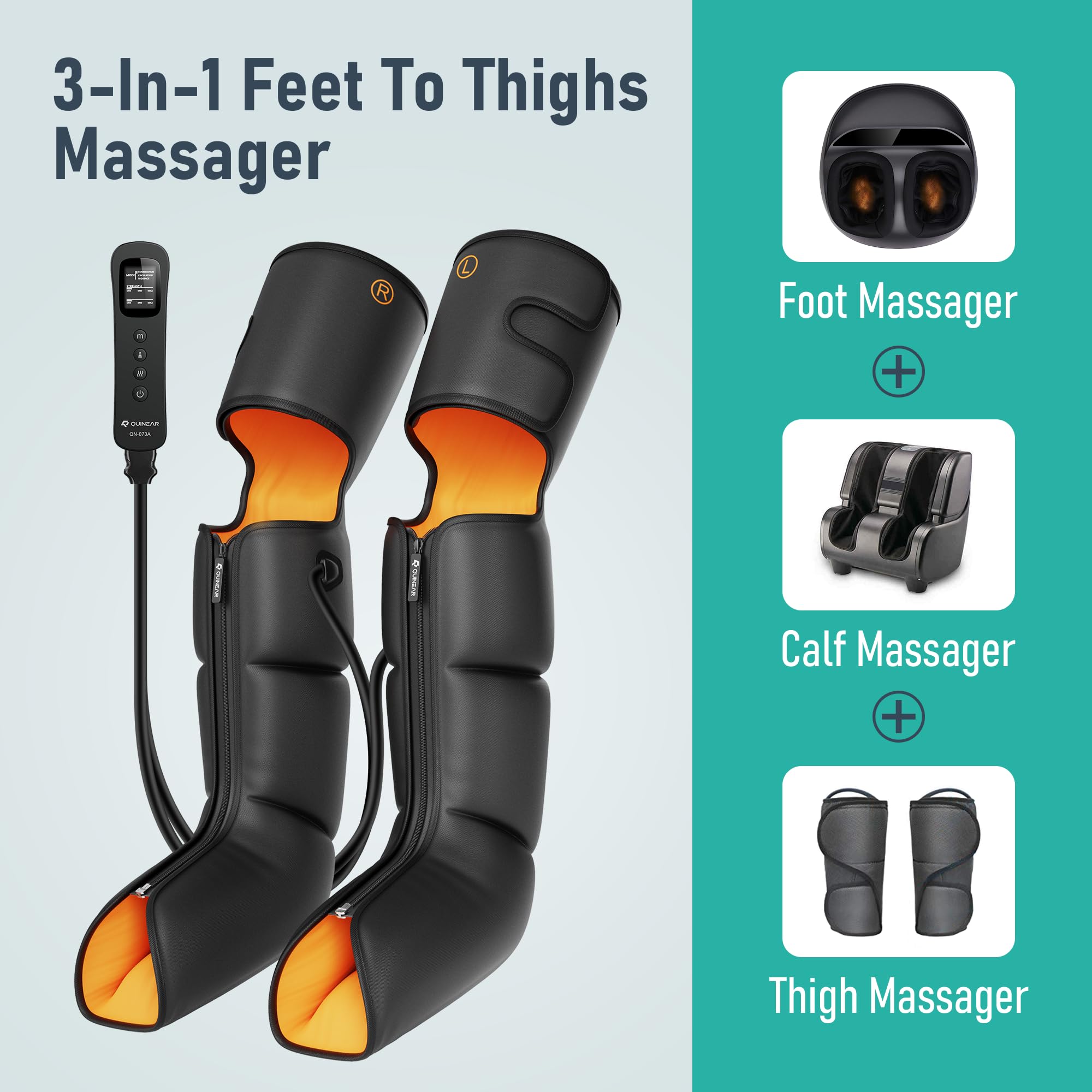 QUINEAR leg massager targets feet and calves to boost circulation and comfort