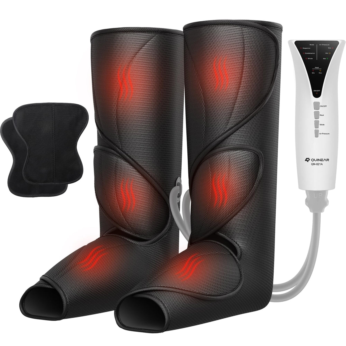 QUINEAR leg massager showing heat-therapy for calf comfort