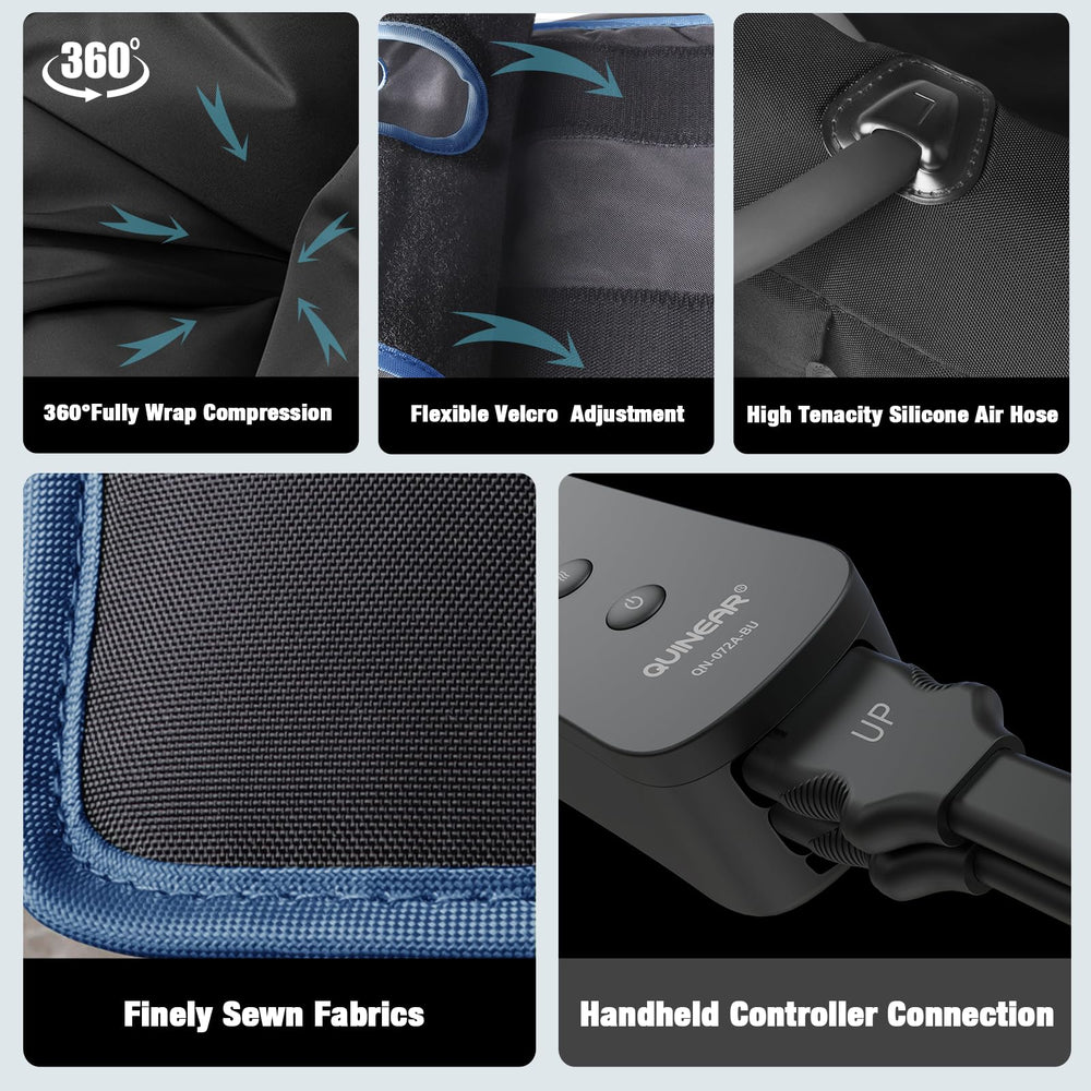 QUINEAR leg massager sequential compression simulates hand kneading for comfort.