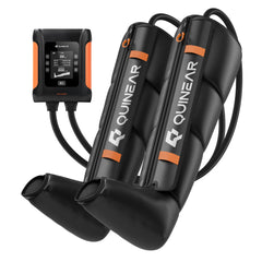 QUINEAR leg recovery system cordless boots with sequential compression for full-leg relief.
