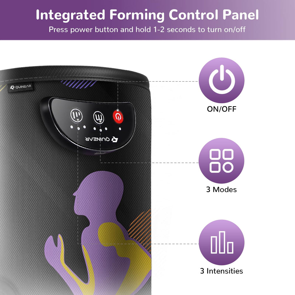 Quinear massager with 3 modes and 3 intensities for customizable comfort.