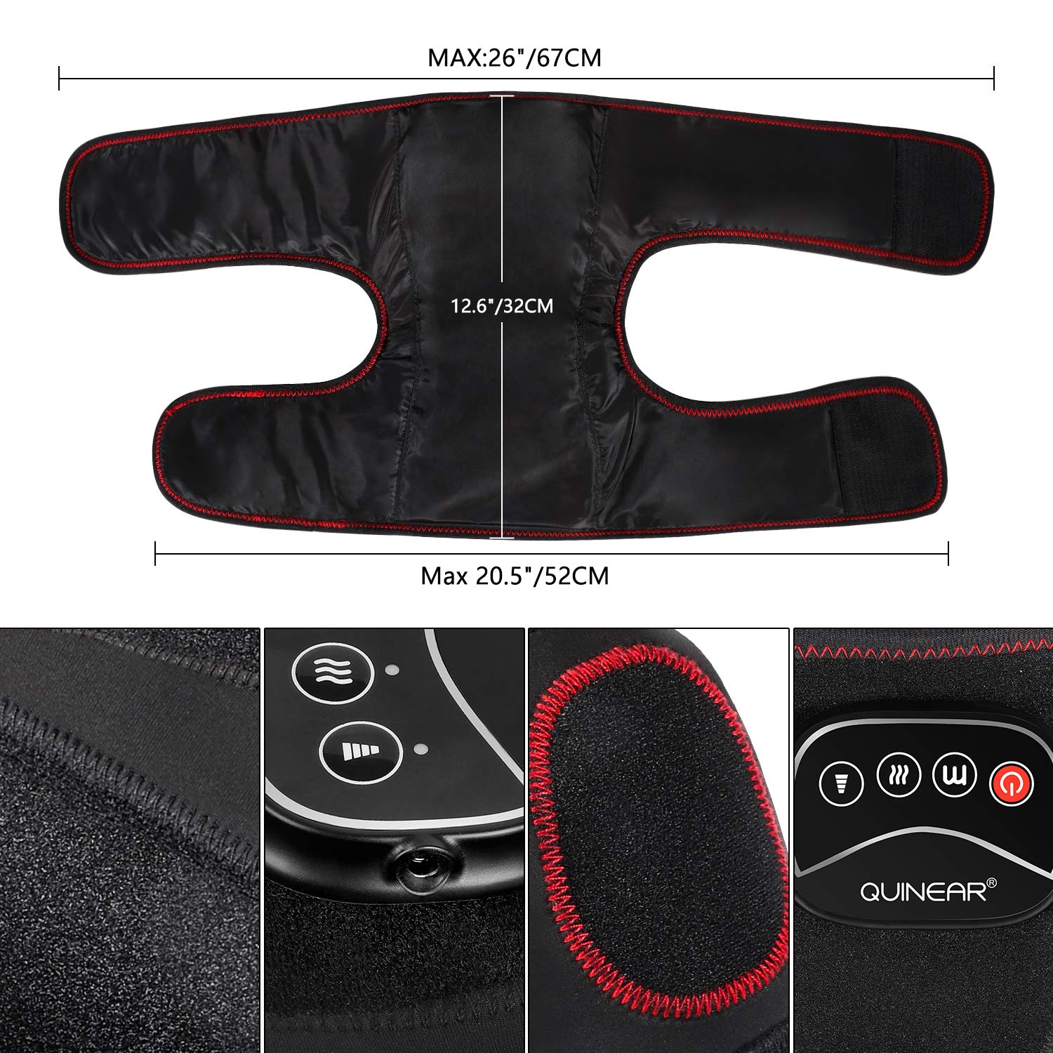 QUINEAR portable knee massager with storage bag for at-home or office use.