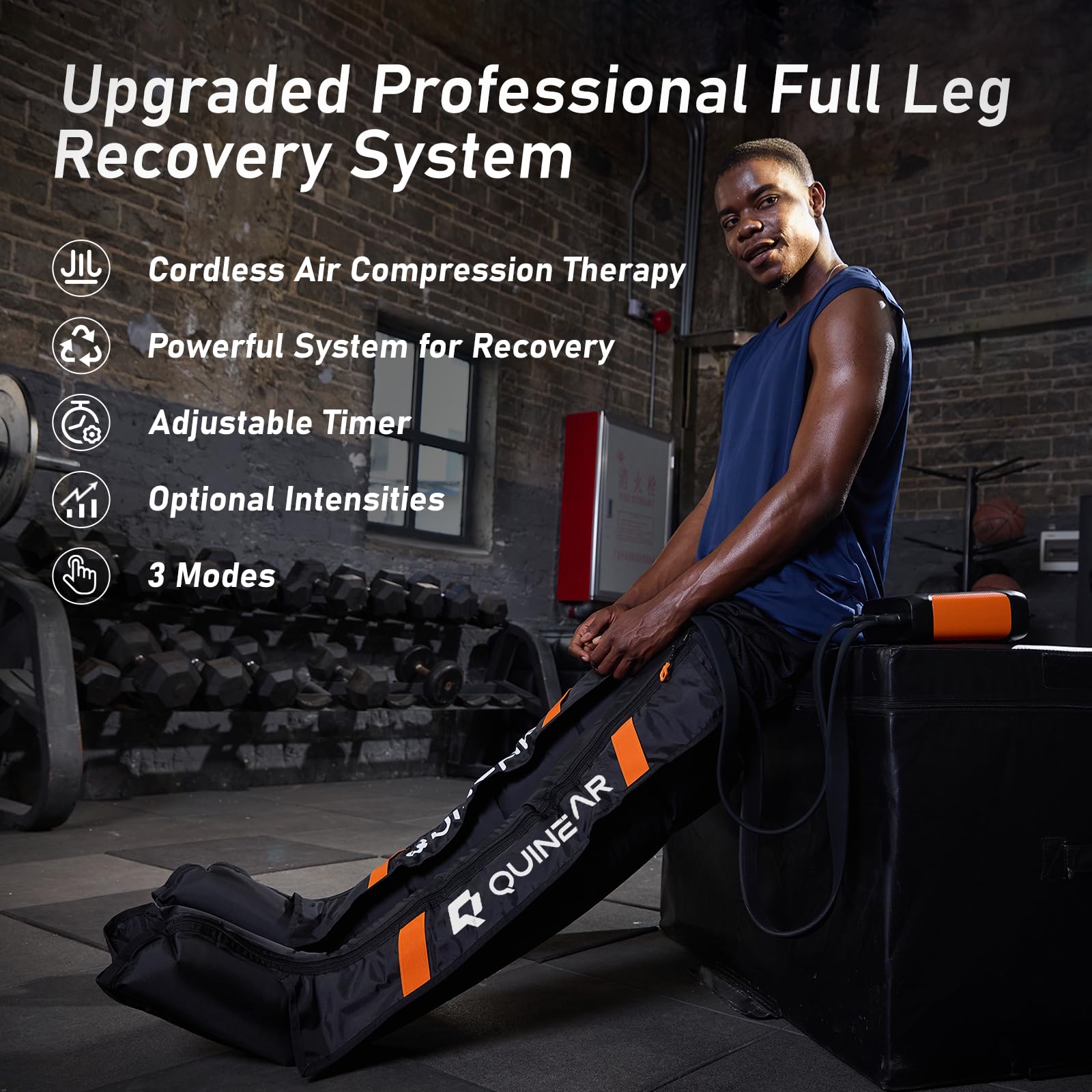 QUINEAR travel bag keeps recovery boots organized on the go.