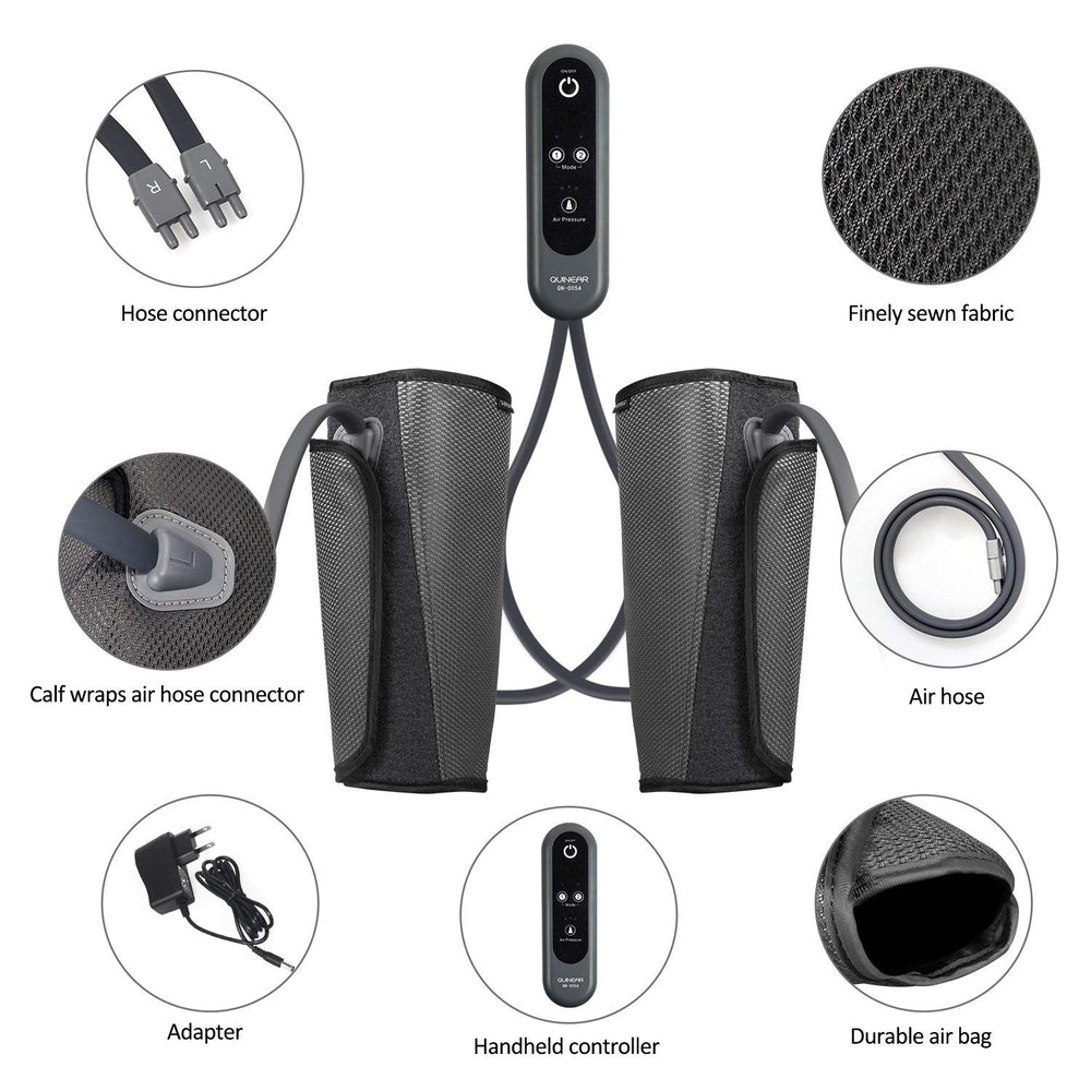 QUINEAR leg massager showing two modes for customizable relief.