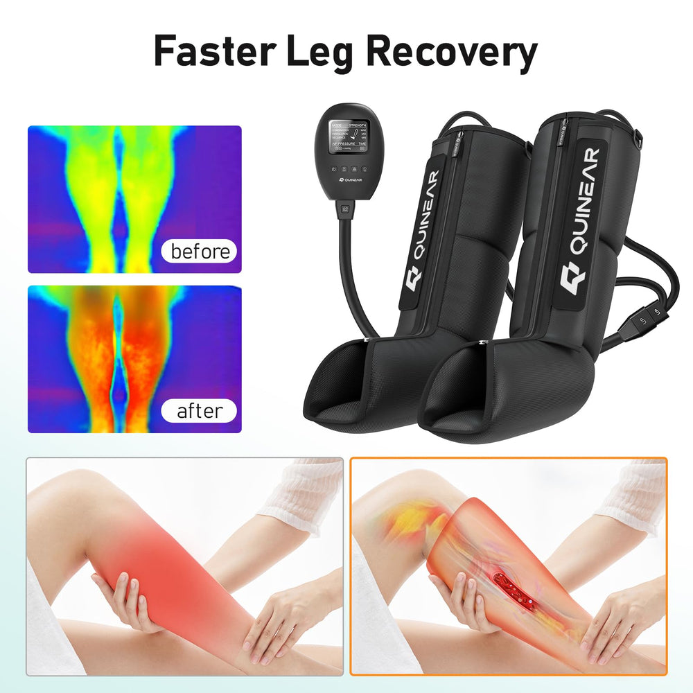 Quinear zipper sleeve design simplifies wearing, fitting most calves with comfortable compression.