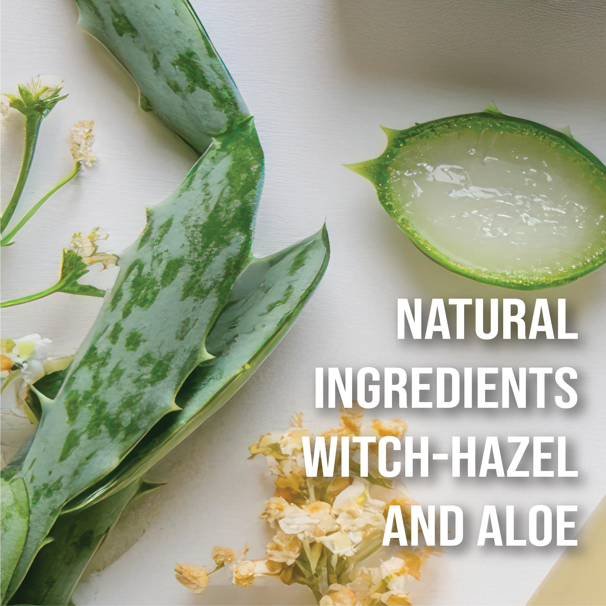 Quitch aloe and witch hazel infusion soothes without harsh additives.