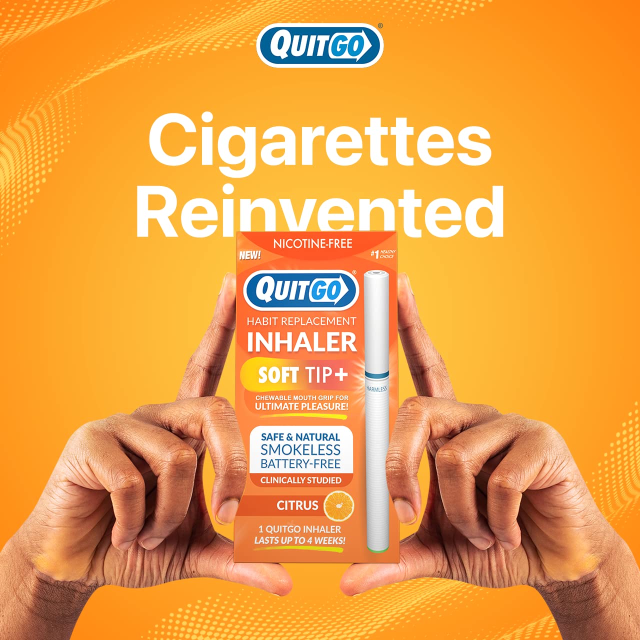 One-pack QuitGo inhaler ready for quick use.