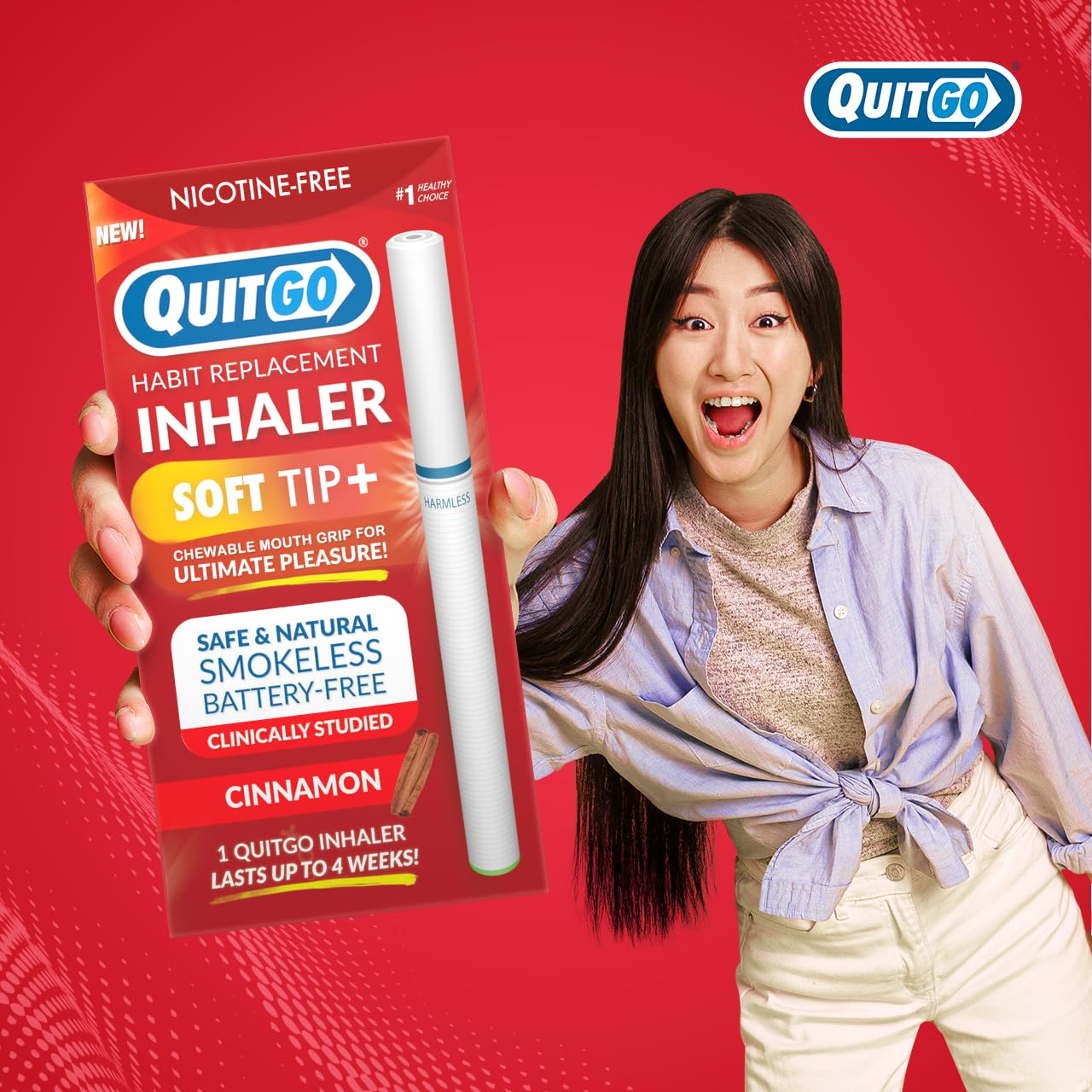 QuitGo chewable soft-tip detail delivers tactile satisfaction during cravings.