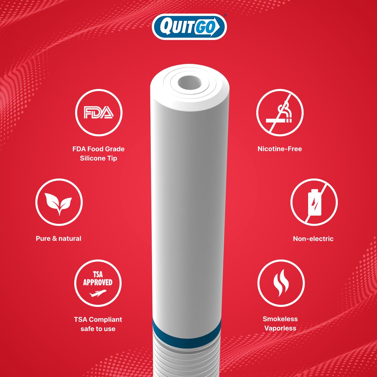 QuitGo clinically studied, USA-made inhaler signals evidence-backed wellness design.