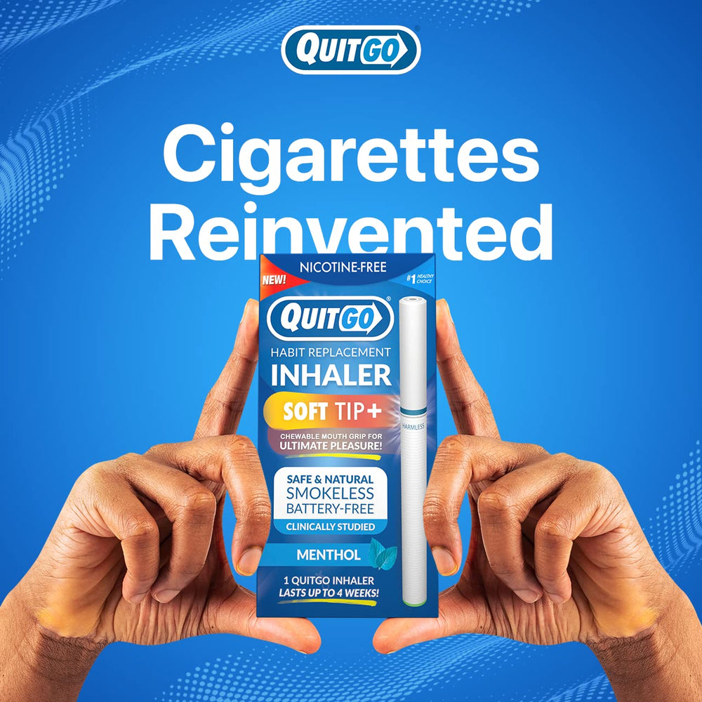 QuitGo menthol-flavored inhaler with refreshing scent.