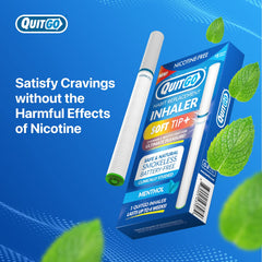 QuitGo oral fixation support feature shown with inhaler.