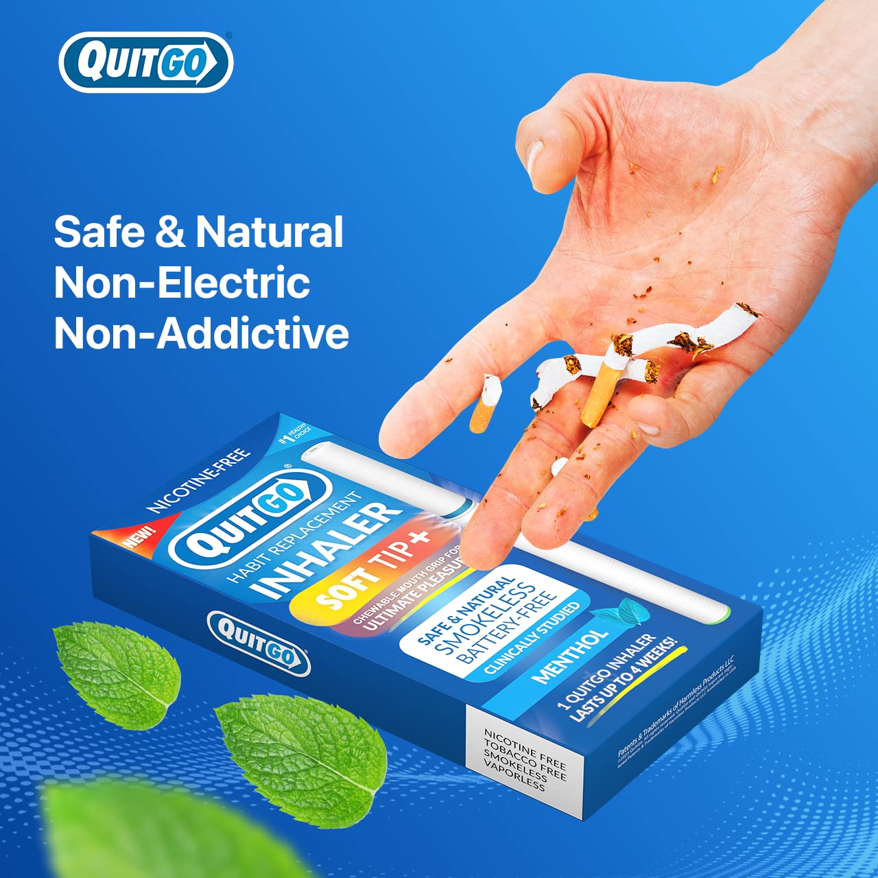 QuitGo packaging and inhaler presentation.