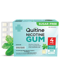 Quitine 4mg mint nicotine gum pack offers quick craving relief.