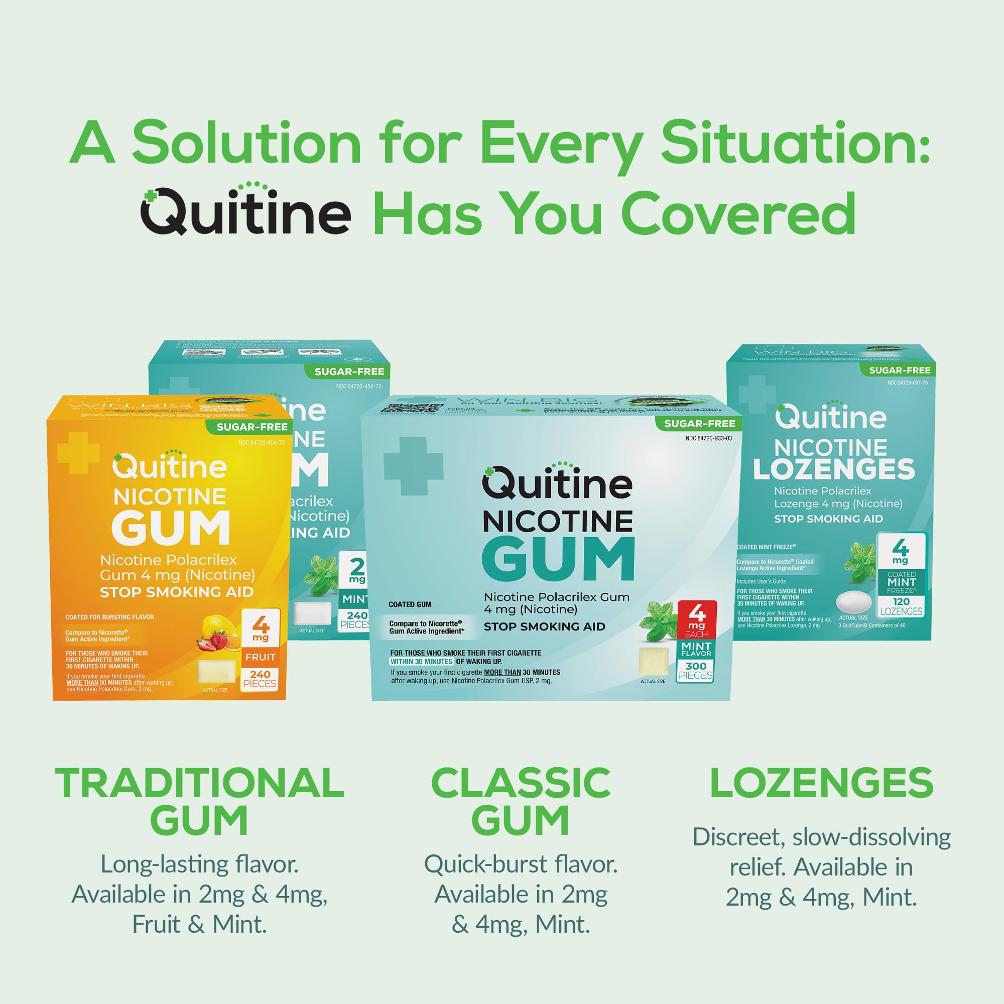 Quitine saver option with over 30% cost savings versus smaller packs.