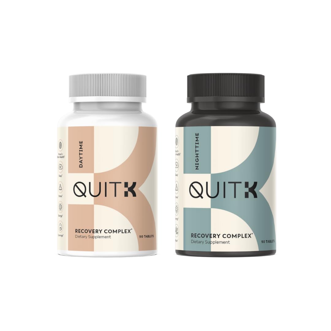 QuitK Recovery daytime tablets boost daytime energy and focus.