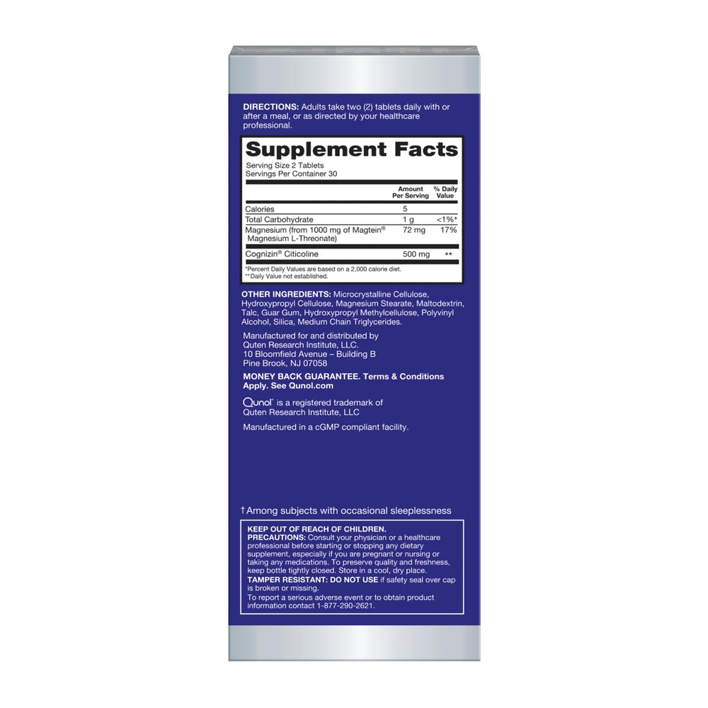 Qunol Brain Health Memory Plus capsules lined up showing dosage and consistency.
