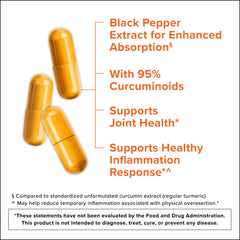 Qunol Turmeric Curcumin ingredients panel showing 95% curcuminoids and black pepper