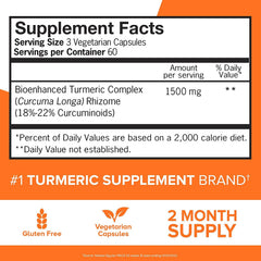 Qunol turmeric label featuring 1000 mg bioenhanced complex for absorption